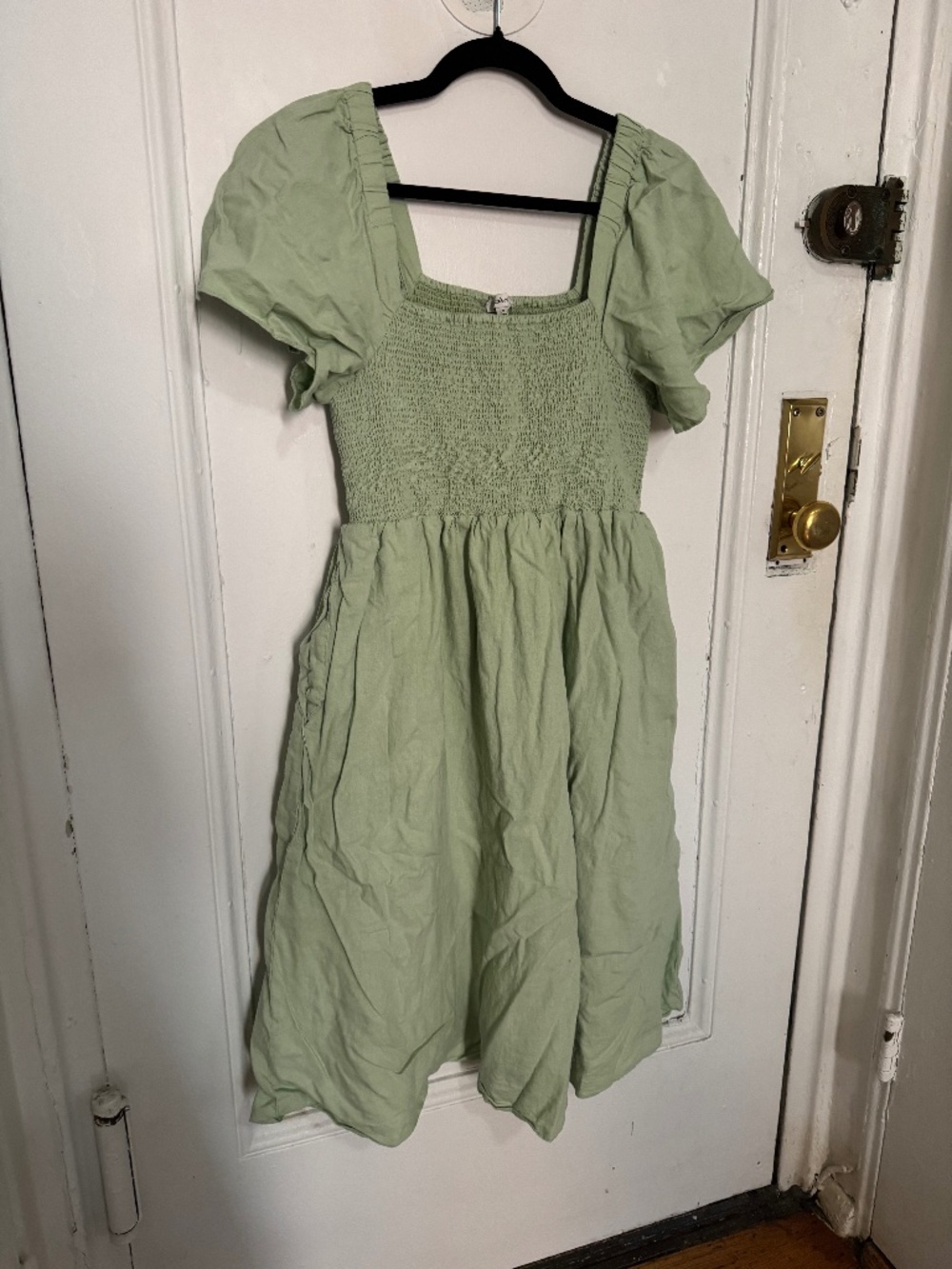 Madewell sage green linen dress